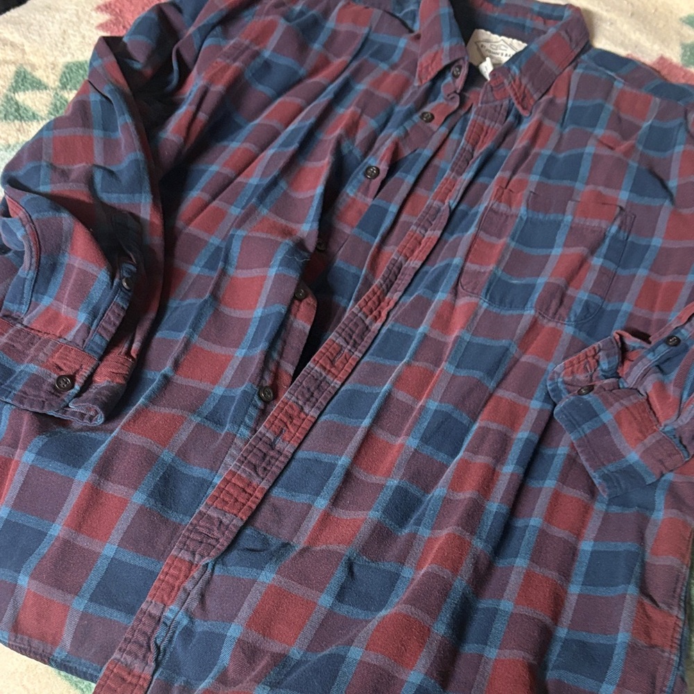 St. John's Bay Casual Plaid Shirt - Navy and Burgundy